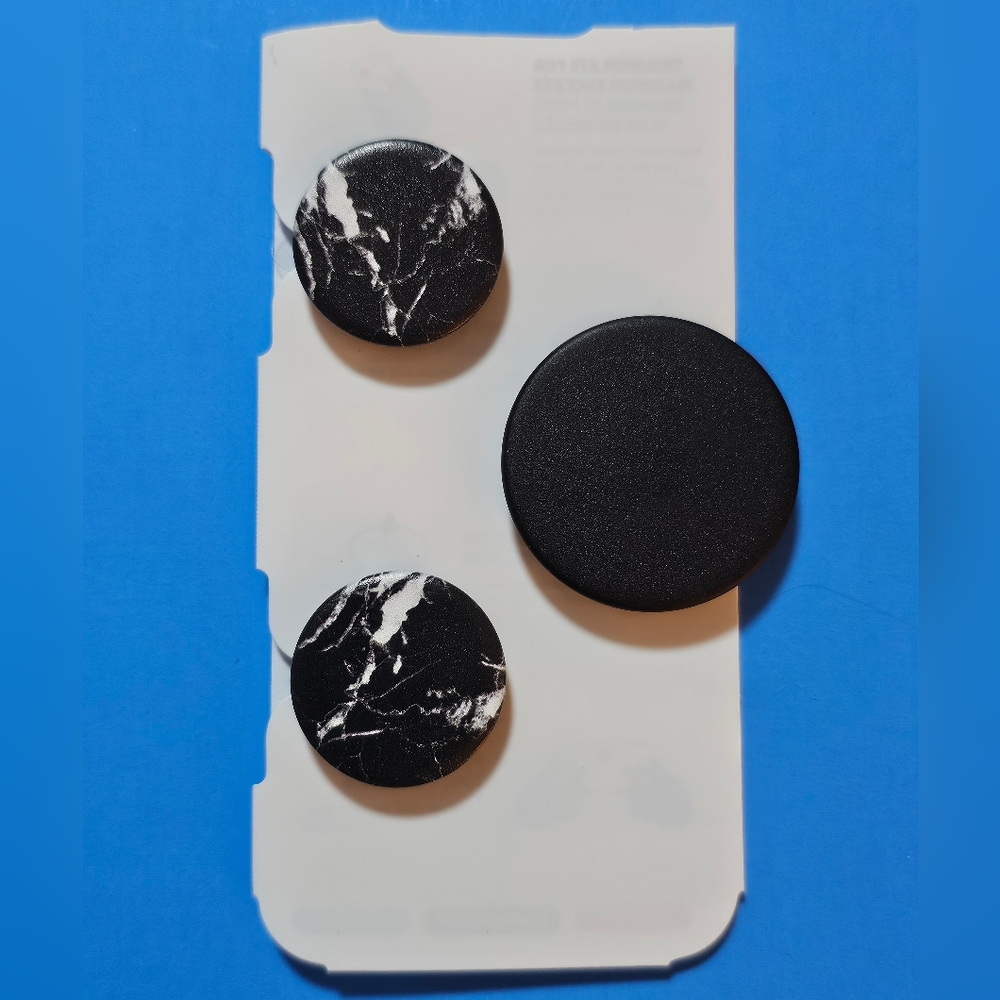 Popsocket - (X2) Black Marble PopMinis & (X1) Matte Black PopGrip (OPEN PACKAGE)